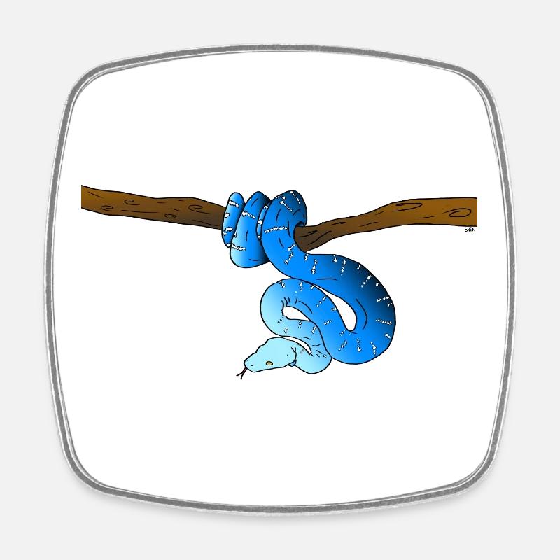 Blue Snake - Square fridge magnet - white
