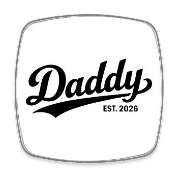 Papas 2026er Papa als frischgebackener Vater Geschenk - Viereckiger Kühlschrankmagnet - Weiß - Vorne