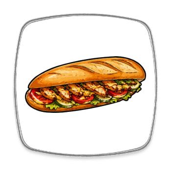 Frisch belegtes Baguette-Sandwich - Viereckiger Kühlschrankmagnet - Weiß - Vorne