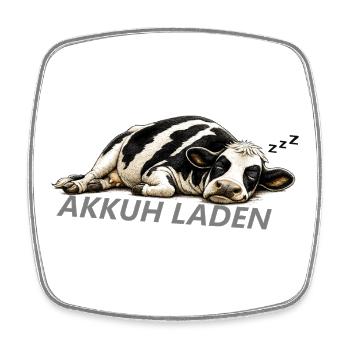 Akkuh Laden | Akku leer | Morgenmuffel - Viereckiger Kühlschrankmagnet - Weiß - Vorne