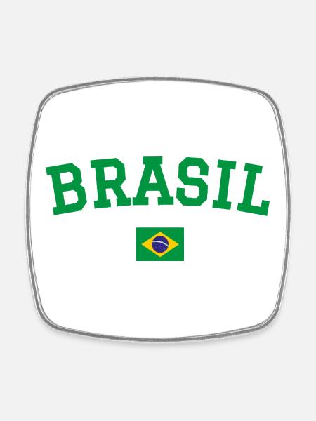 Drapeau du Brésil Conception Vert - Magnet carré - blanc
