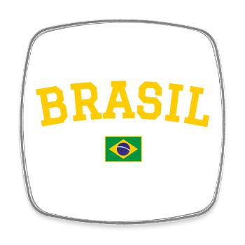 Brasilien Flagge Design Gelb - Viereckiger Kühlschrankmagnet - Weiß - Vorne