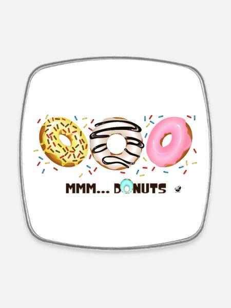 Glazed Donuts with Sprinkles Illustration - Square fridge magnet - white