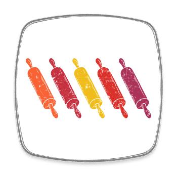 Rolling Pin Retro Vintage Baking Baker Baker - Square fridge magnet - white - Front