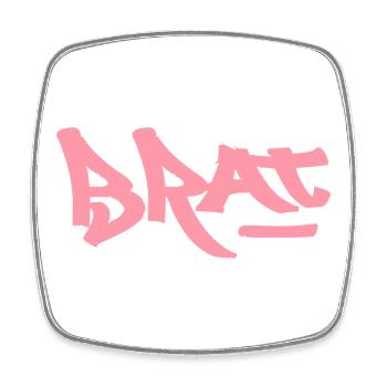 Texte du logo Pink Brat en graffiti - Magnet carré - blanc - Devant
