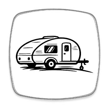 Camping Trailer - Square fridge magnet - white - Front