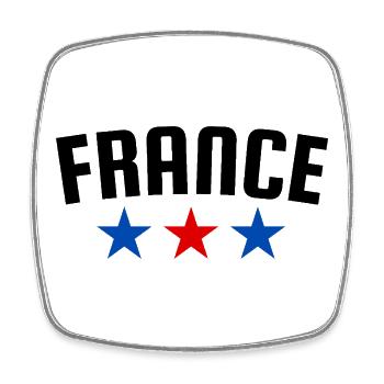 Frankreich 3 Sterne Design - Viereckiger Kühlschrankmagnet - Weiß - Vorne