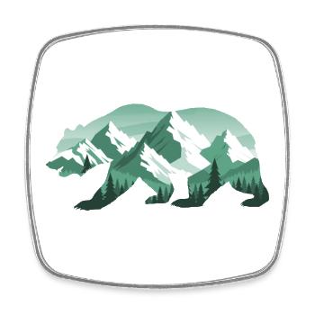 Bear Nature Mountains Forest - Square fridge magnet - white - Front