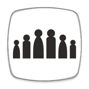Minimalistische Familie - Silhouette Eltern Kinder - Viereckiger Kühlschrankmagnet - Weiß - Vorne
