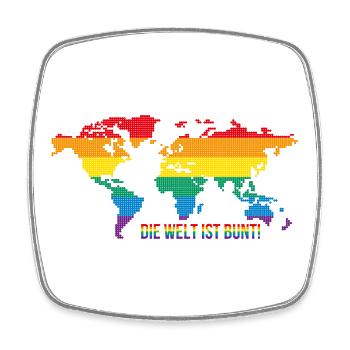 Die Welt ist bunt - Regenbogenweltkarte - Viereckiger Kühlschrankmagnet - Weiß - Vorne