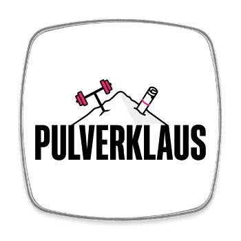 Pulverklaus: Protein oder Zauberpulver fürs Gym? - Viereckiger Kühlschrankmagnet - Weiß - Vorne