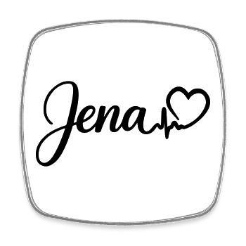 Jena Herzschlag - Viereckiger Kühlschrankmagnet - Weiß - Vorne