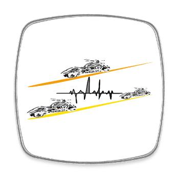 Chopper Motorrad Herzschlag - Viereckiger Kühlschrankmagnet - Weiß - Vorne