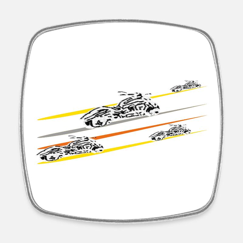 Motorrad Chopper - Viereckiger Kühlschrankmagnet - Weiß