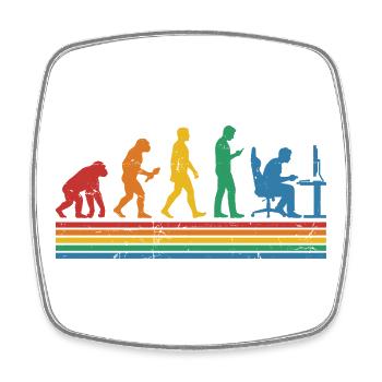 Évolution arc-en-ciel au bureau - Magnet carré - blanc - Devant