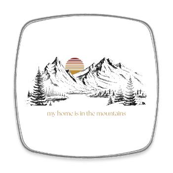 My home is in the mountains - Square fridge magnet - white - Front