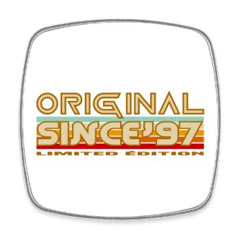Original seit 97 Retro-Streifen-Logo - Viereckiger Kühlschrankmagnet - Weiß - Vorne