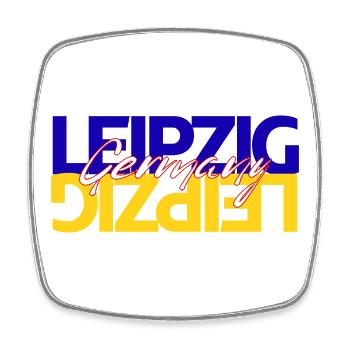 Leipzig Germany Lettering Overlay - Square fridge magnet - white - Front