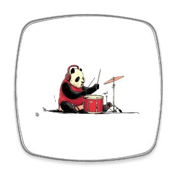 Panda Drummer im Roten Hoodie - Viereckiger Kühlschrankmagnet - Weiß - Vorne