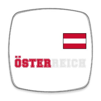 ÖSTERREICH Trikot Look - Flagge Fahne auf Brust - Viereckiger Kühlschrankmagnet - Weiß - Vorne