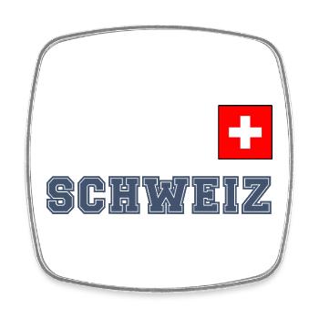 SCHWEIZ Trikot Look - mit Fahne Flagge auf Brust - Viereckiger Kühlschrankmagnet - Weiß - Vorne
