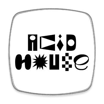 Acid House Fancy Typography logo design - Square fridge magnet - white - Front