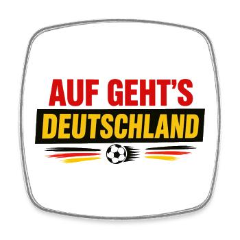 Auf Geht's Deutschland | Supporter Football - Magnet carré - blanc - Devant