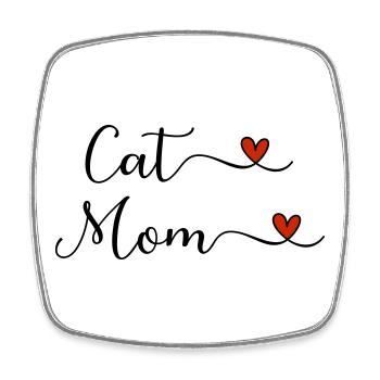 Maman chat - Magnet carré - blanc - Devant