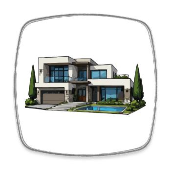 Villa moderne avec piscine - Magnet carré - blanc - Devant