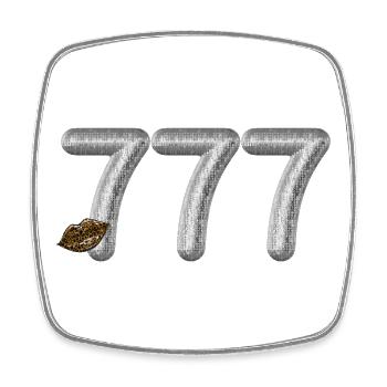 777 Angel Number Silver Glitter with Leopard lips - Square fridge magnet - white - Front