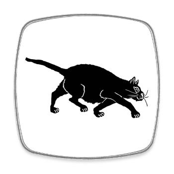Lustige schwarze Katze Schleichgang - Viereckiger Kühlschrankmagnet - Weiß - Vorne