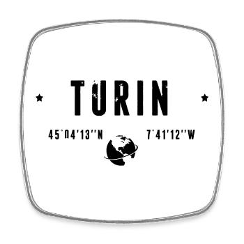 Turin Italy Coordinates Gps Globe - Square fridge magnet - white - Front