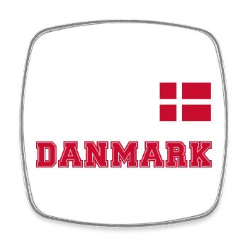 Dänemark Trikot Look – DANMARK mit Fahne Flagge - Viereckiger Kühlschrankmagnet - Weiß - Vorne