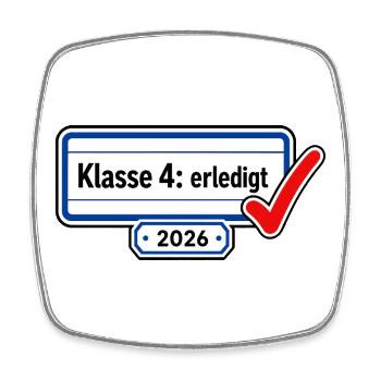 Klasse 4 erledigt 2026 Grundschule Abschluss Check - Viereckiger Kühlschrankmagnet - Weiß - Vorne