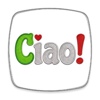 Farbiges Stickdesign Ciao Italien - Viereckiger Kühlschrankmagnet - Weiß - Vorne