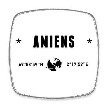 Amiens, Frankreich, GPS-Koordinaten Globus - Viereckiger Kühlschrankmagnet - Weiß - Vorne