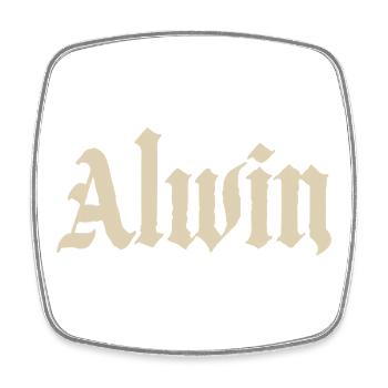 Alwin Gothic Schriftzug - Viereckiger Kühlschrankmagnet - Weiß - Vorne