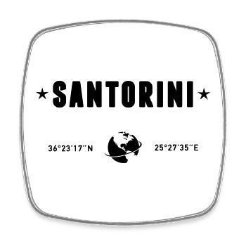 Santorini Greece Coordinates Gps Globe - Square fridge magnet - white - Front