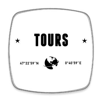 Touren Frankreich GPS Koordinaten Globe - Viereckiger Kühlschrankmagnet - Weiß - Vorne