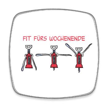 Fit fürs Wochenende - Viereckiger Kühlschrankmagnet - Weiß - Vorne