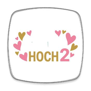 Hoch 2 Herz Zwillinge Zweifache Mutter - Viereckiger Kühlschrankmagnet - Weiß - Vorne