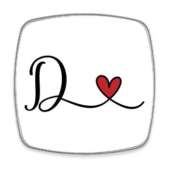 Letter D with heart monogram - Square fridge magnet - white - Front