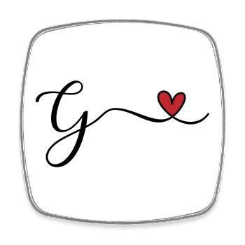 Lettre G avec initiales monogrammes en forme de cœur - Magnet carré - blanc - Devant
