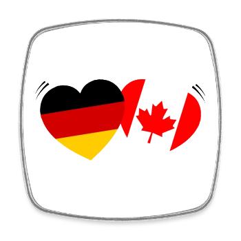 Herzflaggen Deutsch-Canada - Viereckiger Kühlschrankmagnet - Weiß - Vorne