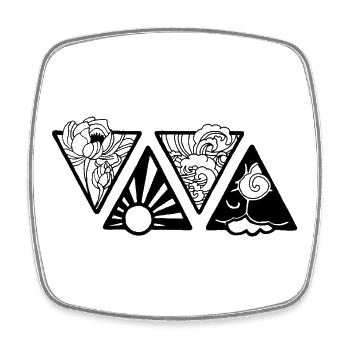 Nature triangulaire noire - Magnet carré - blanc - Devant
