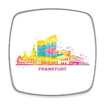 Frankfurter Skyline Bunt Stadtbild Frankfurt - Viereckiger Kühlschrankmagnet - Weiß - Vorne