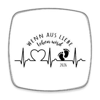 Aus Liebe Leben 2026 Herzkurve - Viereckiger Kühlschrankmagnet - Weiß - Vorne
