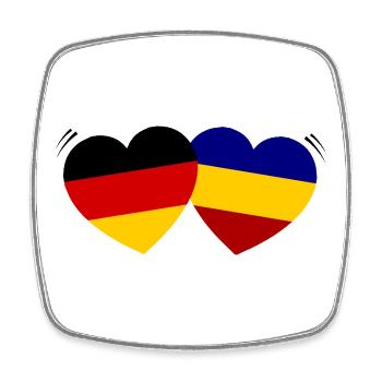 Flag Hearts Duo Romania Germany - Square fridge magnet - white - Front