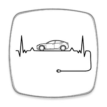 Amour des voitures électriques avec battement de cœur Voitures électriques - Magnet carré - blanc - Devant