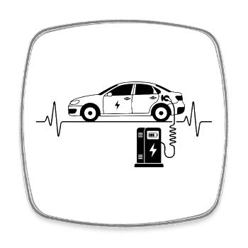 Elektroauto Liebe mit Herzschlag Elektroautos - Viereckiger Kühlschrankmagnet - Weiß - Vorne